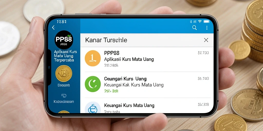 Antarmuka aplikasi PP88 untuk pemantauan Kurs Mata Uang.
