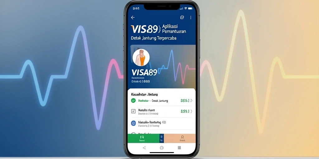 Tampilan antarmuka aplikasi VISA89 untuk pemantauan detak jantung.