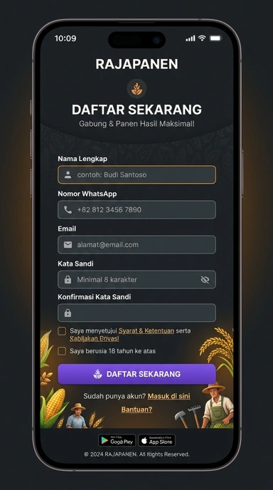 Cara Registrasi Akun Baru rajapanen untuk Pengguna Android